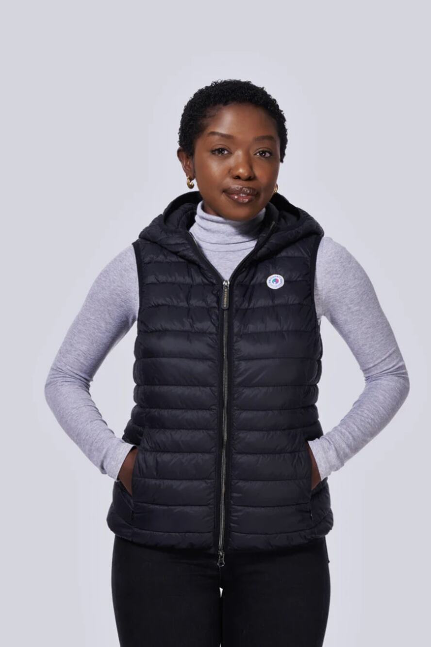 Eleven Elfs Black Arwen Vegan Down Hooded Puffer Vest size S